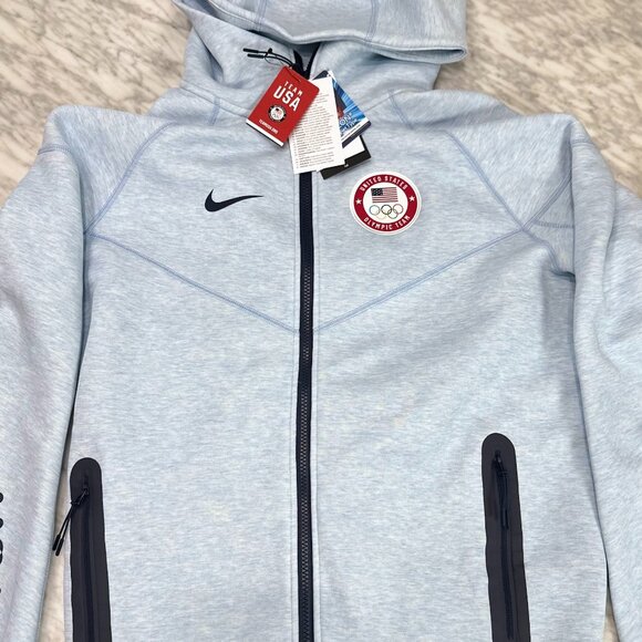 Nike Team USA Olympic Paralympic Tech Fleece Windrunner Blue Large T FN1242-441 - Picture 1 of 12